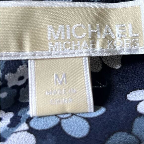 Michael Kors Women’s Blue Floral Sheer Blouse with Bell Sleeve Size Medium - Picture 8 of 12